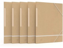 Mapa carton reciclat, cu elastic pe colturi, 5 buc/set, OXFORD Touareg - kraft/alb
