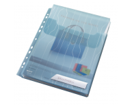 Mapa LEITZ Combi File Jumbo, cu burduf si eticheta, 3 buc/set - transparent albastru