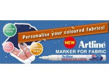 Marker ARTLINE for Fabric, pentru marcat pe material textil, corp metalic, varf rotund 1.2mm - alb