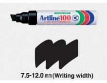 Permanent marker ARTLINE 100, corp metalic, varf tesit 7.5-12.0mm - negru