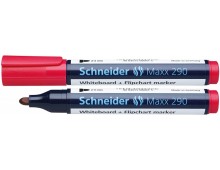 Marker SCHNEIDER Maxx 290, pentru tabla de scris+flipchart, varf rotund 2-3mm, 4 cul/set - (N,R,A,V)