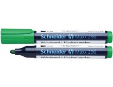 Marker SCHNEIDER Maxx 290, pentru tabla de scris+flipchart, varf rotund 2-3mm, 4 cul/set - (N,R,A,V)