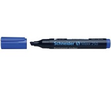 Permanent marker SCHNEIDER Maxx 250, varf tesit 2+7mm - albastru