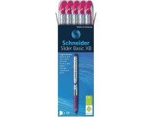 Pix SCHNEIDER Slider Basic XB, rubber grip, varf 1.4mm - scriere roz