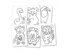 Creioane cerate, 6 culori/set, 6 carduri cu animale, pt. colorat, ALPINO Baby