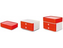 Suport cu 2 sertare + cutie ustensile HAN Allison Smart Box Plus - rosu cherry