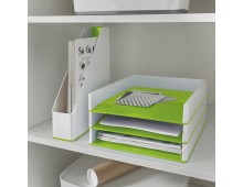 Suport vertical LEITZ WOW, pentru documente, PS, A4, culori duale, alb-verde