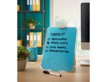 Tabla LEITZ Cosy, sticla, pentru birou, marker inclus, cu trepied, albastru celest